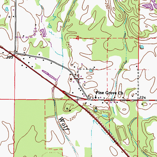 Topographic Map of Pine Grove Church of Jesus Christ, MS