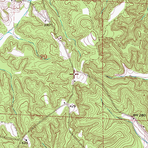Topographic Map of Pleasant Ridge Cumberland Presbyterian Church (historical), MS