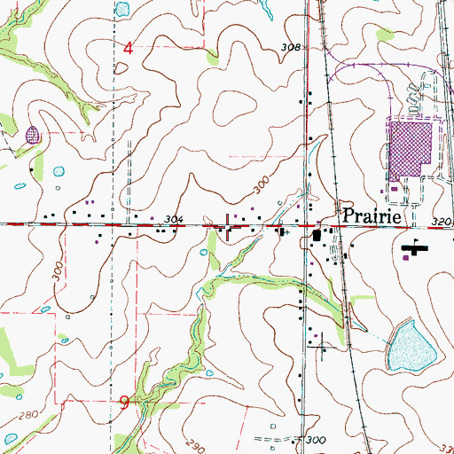 Topographic Map of Prairie Baptist Church, MS