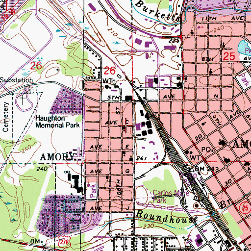 Topographic Map of Rose of Sharon Church of God in Christ, MS