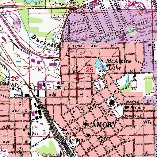 Topographic Map of Saint Union Primitive Baptist Church, MS