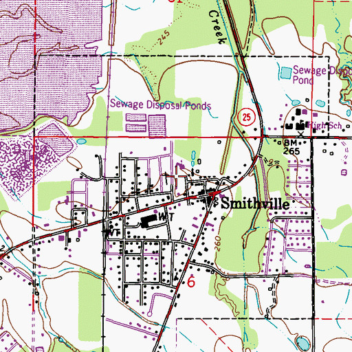Topographic Map of Smithville Baptist Church, MS