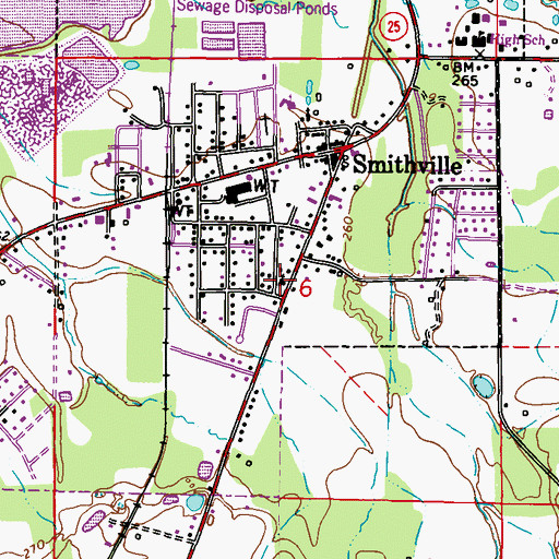 Topographic Map of Smithville Church of Christ, MS