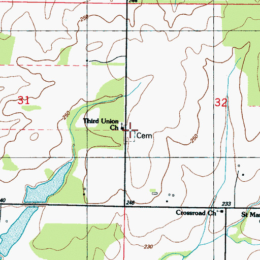 Topographic Map of Third Union Cemetery, MS