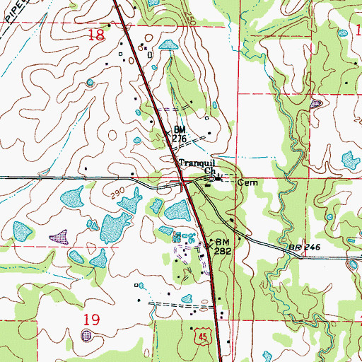 Topographic Map of Tranquil, MS