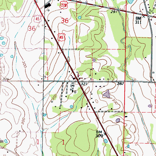 Topographic Map of Wren Church of Christ, MS