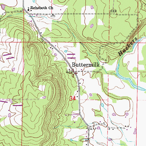 Topographic Map of Buttermilk, AR