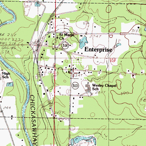 Topographic Map of East Enterprise, MS