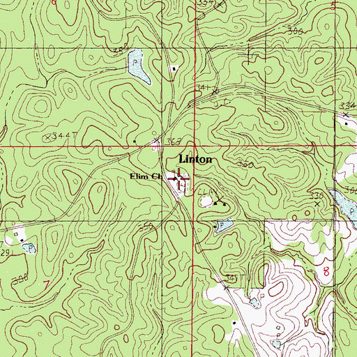 Topographic Map of Elim Cemetery, MS