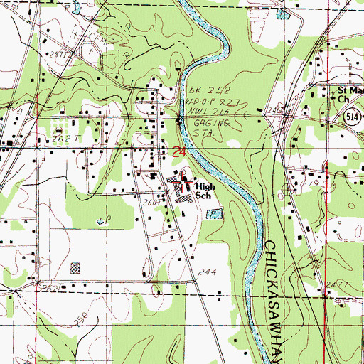 Topographic Map of Enterprise High School, MS