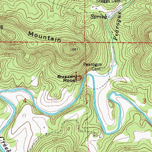 Topographic Map of Buzzard Roost, AR
