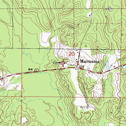 Topographic Map of Mannassa Cemetery, MS