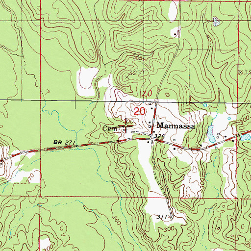 Topographic Map of Mannassa Methodist Church, MS