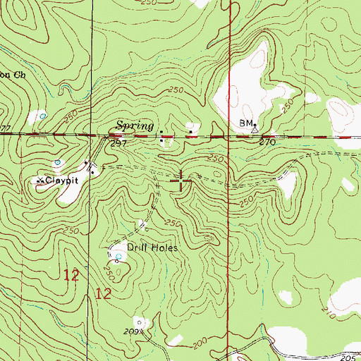 Topographic Map of Menasen Church (historical), MS