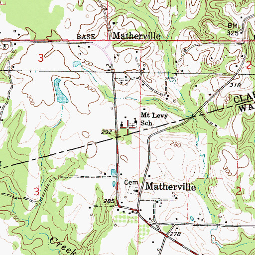Topographic Map of Mount Levy Cemetery, MS