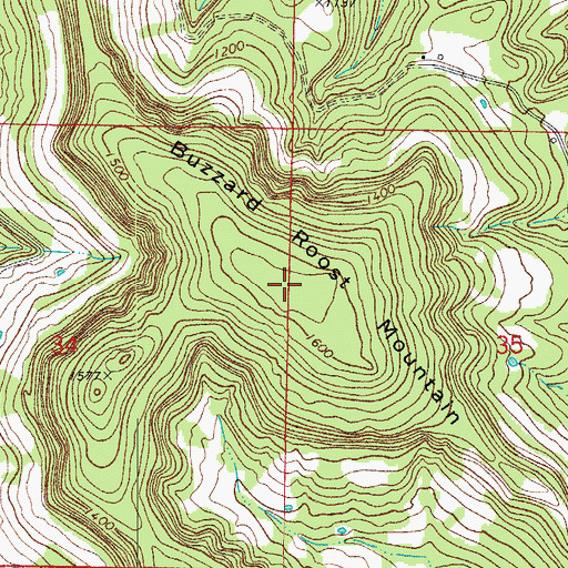 Topographic Map of Buzzard Roost Mountain, AR