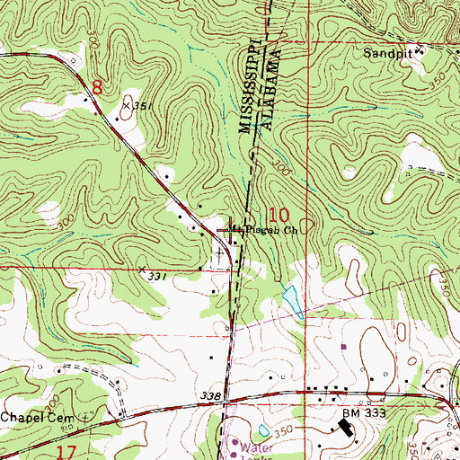 Topographic Map of Mount Pisgah School (historical), MS