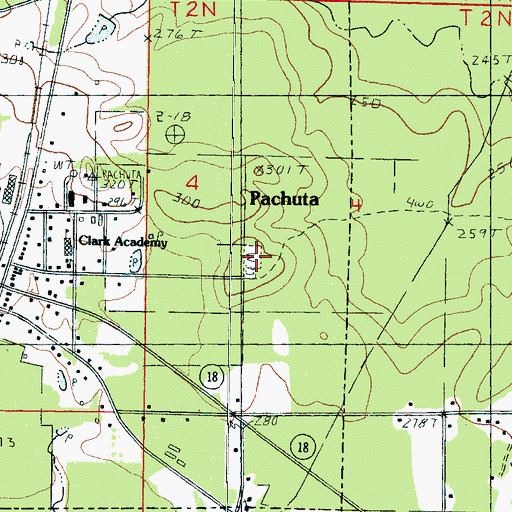 Topographic Map of Pachuta Cemetery, MS