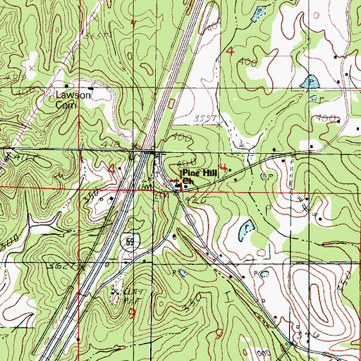Topographic Map of Pine Hill School (historical), MS
