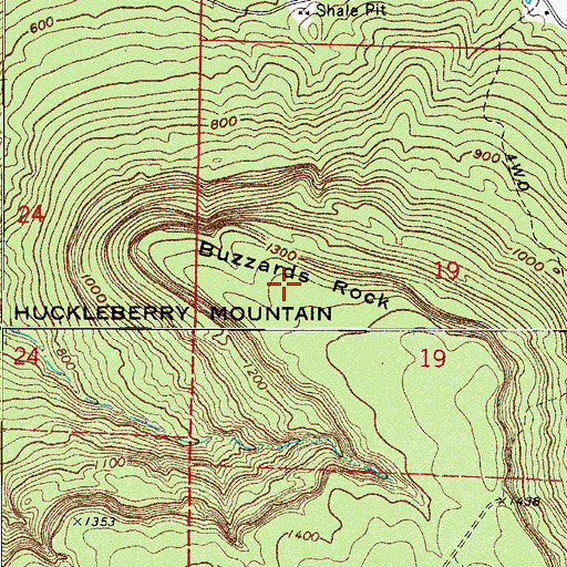 Topographic Map of Buzzards Rock, AR