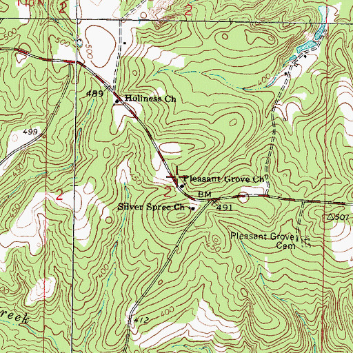 Topographic Map of Pleasant Grove School (historical), MS