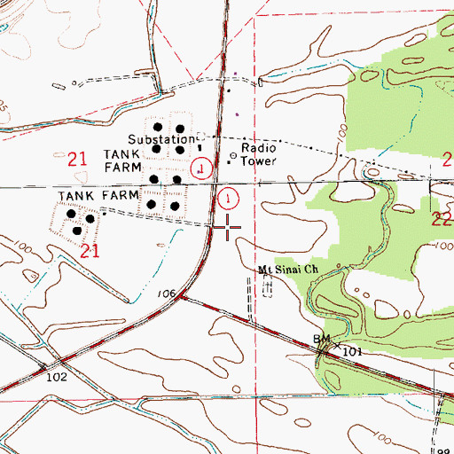 Topographic Map of Elleslie, MS