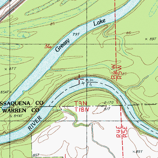 Topographic Map of Greasy Bayou Landing, MS