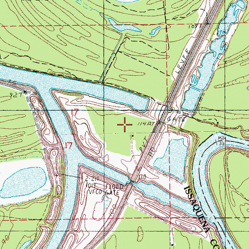 Topographic Map of Little Sunflower Landing, MS