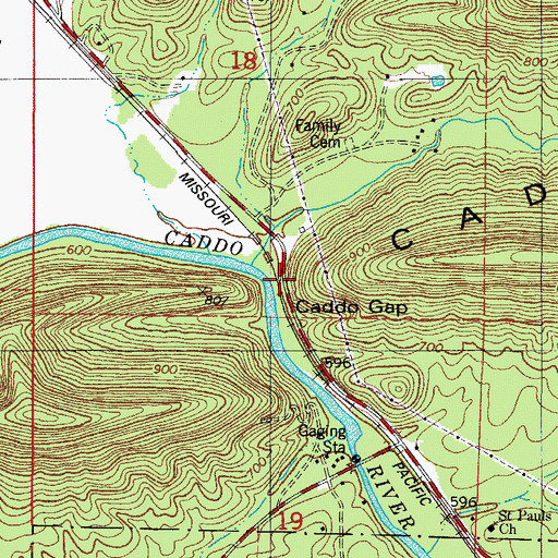 Topographic Map of Caddo Gap, AR