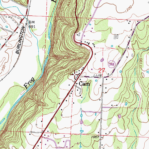Topographic Map of Cain, AR