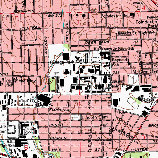Topographic Map of Campbell College (historical), MS