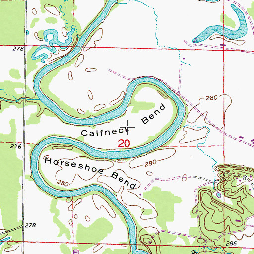 Topographic Map of Calfneck Bend, AR