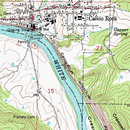 Topographic Map of Calico Bluff, AR