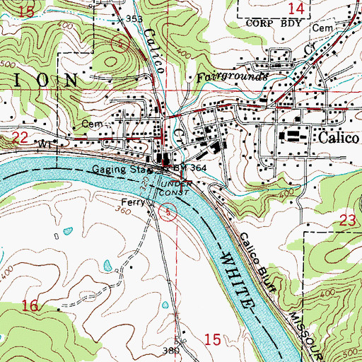 Topographic Map of Calico Creek, AR