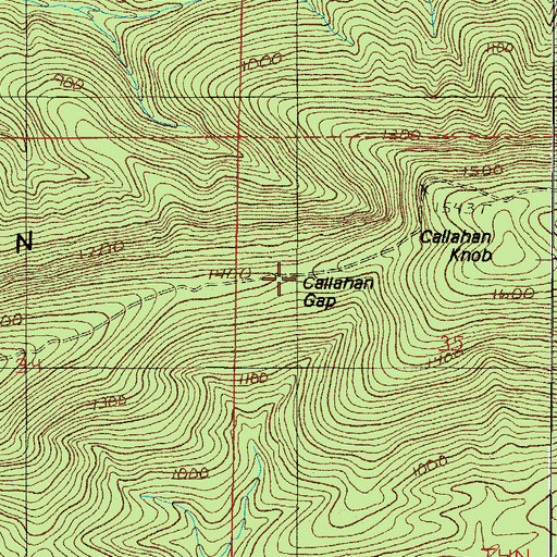 Topographic Map of Callahan Gap, AR