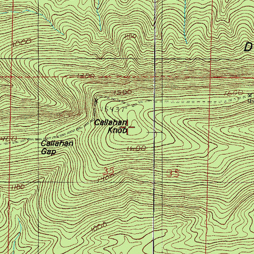 Topographic Map of Callahan Knob, AR