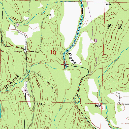 Topographic Map of Calvin Branch, AR