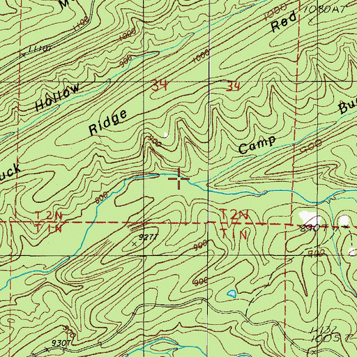 Topographic Map of Camp Buck Creek, AR