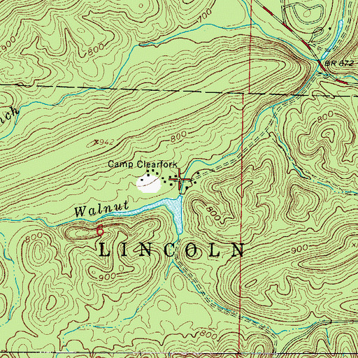 Topographic Map of Camp Clearfork, AR