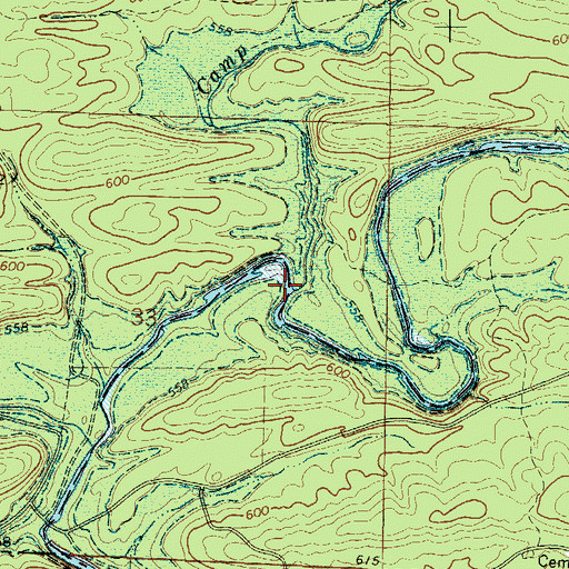 Topographic Map of Camp Creek, AR
