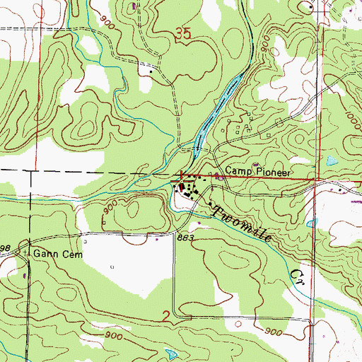 Topographic Map of Camp Pioneer, AR