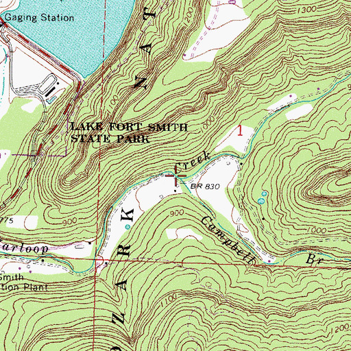 Topographic Map of Campbell Branch, AR