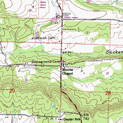 Topographic Map of Campground Cemetery, AR
