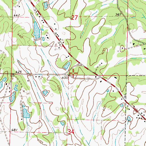 Topographic Map of Carrollville Cemetery, MS