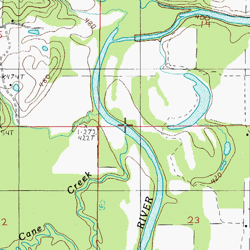 Topographic Map of Cane Creek, AR
