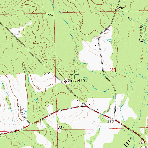 Topographic Map of Ann Tyler Cemetery, MS