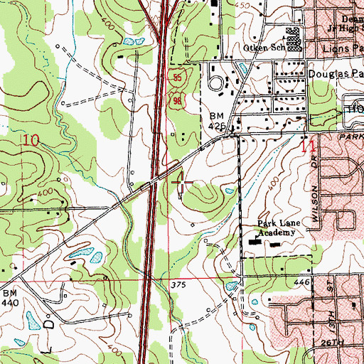 Topographic Map of Carroll-Cook Cemetery, MS