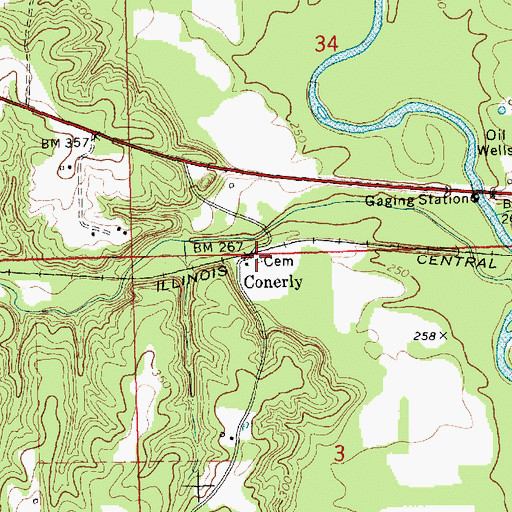 Topographic Map of Conerly Cemetery, MS