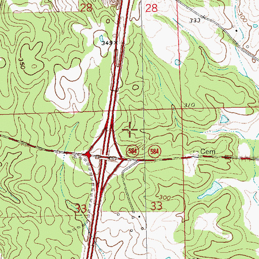 Topographic Map of Cutrer Cemetery, MS