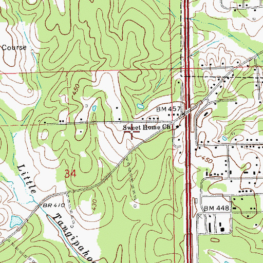Topographic Map of Gibson Cemetery, MS